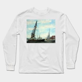 PLA CRANE SHIP SAMSON IN VICTORIA DOCKS  LONDON Long Sleeve T-Shirt